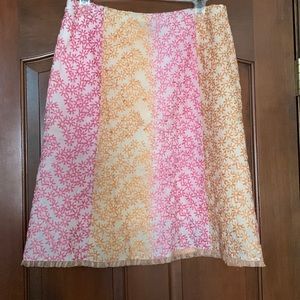 Etcetera Embroidered Skirt, Size 10, Pink and Yellow